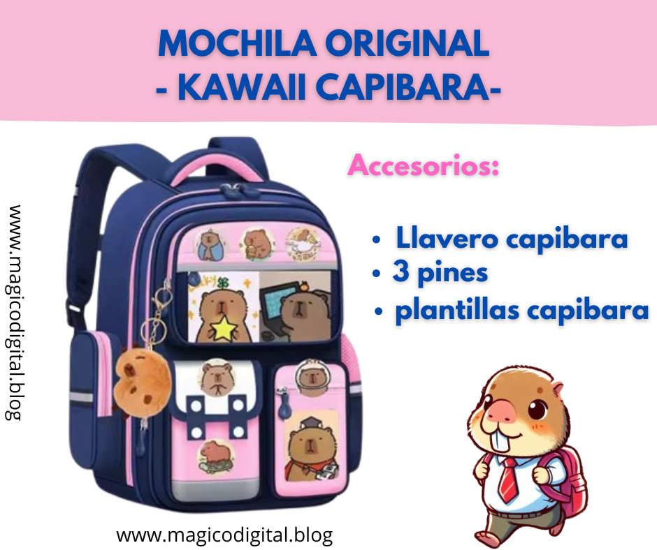 MOCHILA ESCOLAR ORIGINAL  CAPIBARA KAWAII